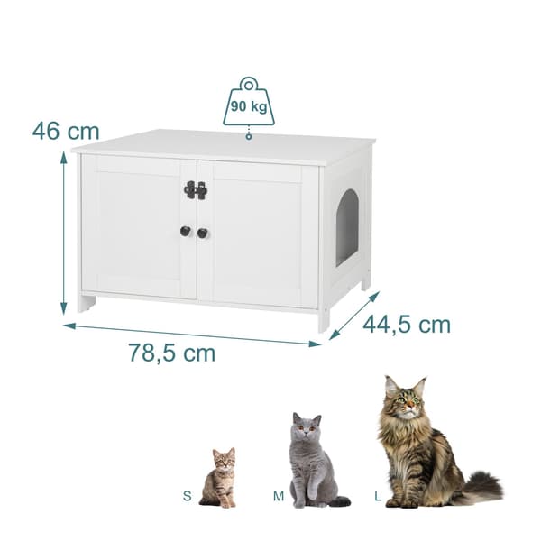 Kattskåp med kattlåda för förvaring och ventilation