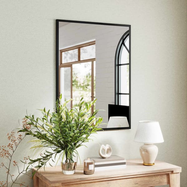 Dekorativt vægspejl, 76,2 x 101,6 cm, sort MDF-ramme