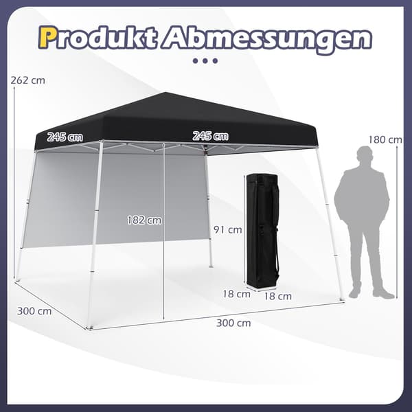 Pop-Up Pavillon 3x3m, Vandtæt, Solbeskyttelse, Sort