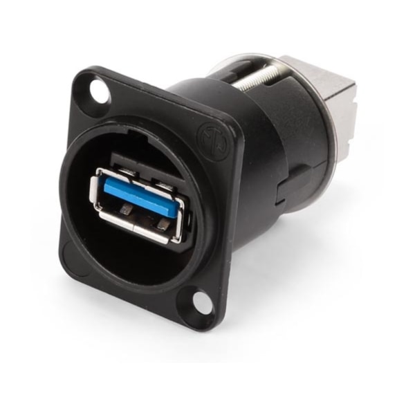 Neutrik - Vendbar Usb 3.0 kønsskifter (Type A og B) - Nikkelbelagt D-hus - Sort
