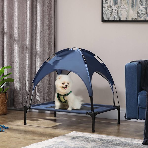 Pet Bed Outdoor Katos Korotettu Mesh Uv-Suoja Tummansininen Keskikokoiset Koirat