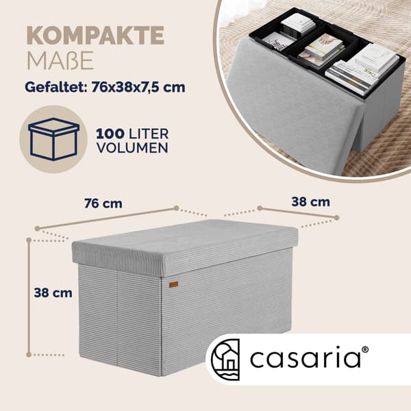 Bænk grå snor 76x38x38cm MDF foldbar