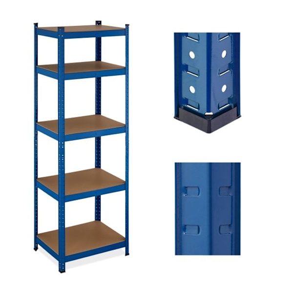 Blå robuste hylder med 5 niveauer