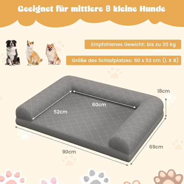 Ortopædisk hundeseng, medium, æggeburskum, grå