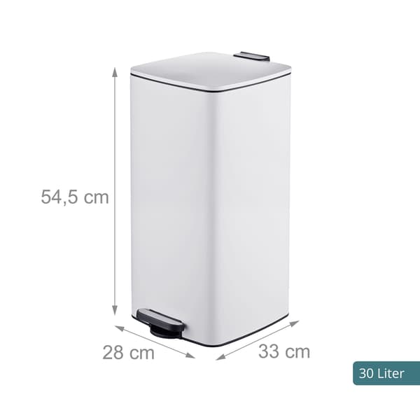 30L vit pedalhink med mjukstängande lock