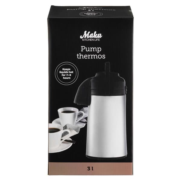 Termokande i rustfrit stål med pumpe, 3 liter