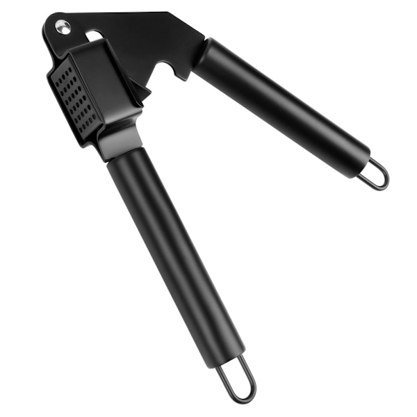 Hvidløgspresser, stål, sort, 19 cm