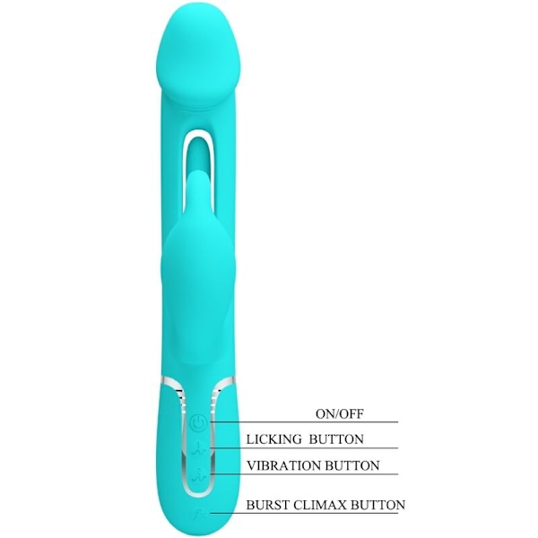 Pretty Love - Kampas Rabbit 3 I 1 Multifunktion Vibrator Med Tongue Aqua Green