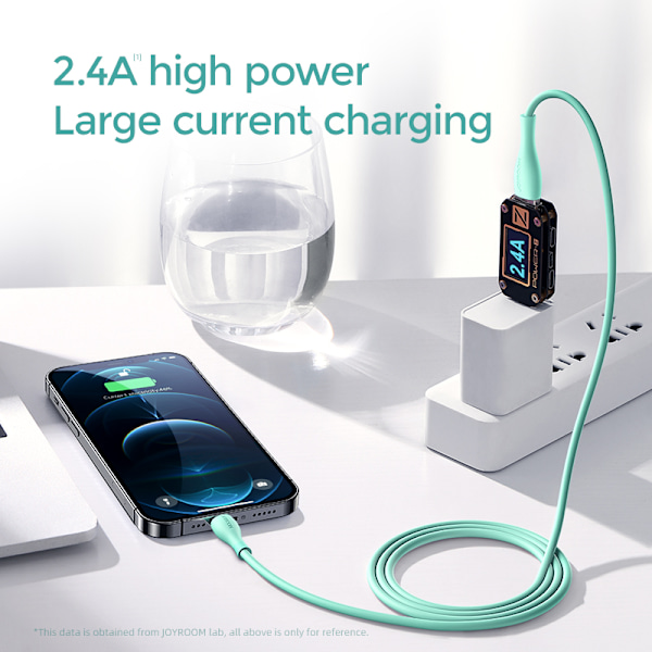 Kaapeli iPhonelle USB-A - Lightning 3A ja latausilmaisin 2m vihreä