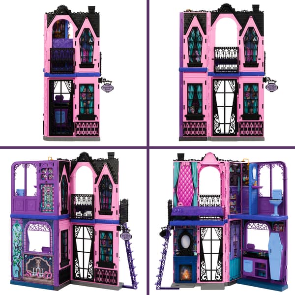 Monster High dockhotell med 5 lekplatser och möbler