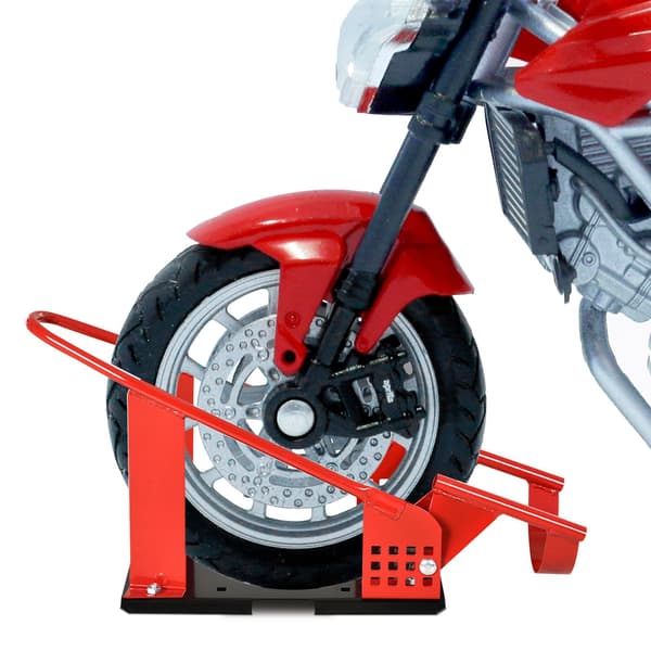 Justerbart motorcykelstöd för 80-155 mm framhjul, 450 kg kapacitet