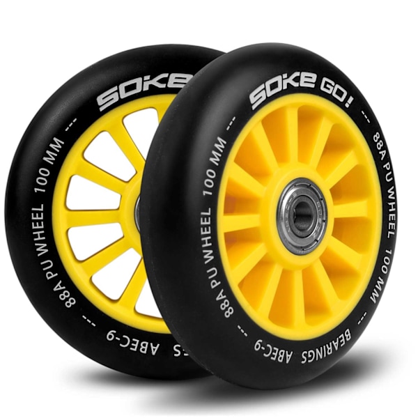 Gule hjul til scooter 100 mm (2-pak)