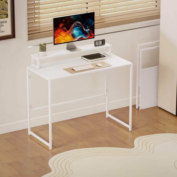 Sammenklappeligt computerbord med skærmstativ, 100 x 48 cm
