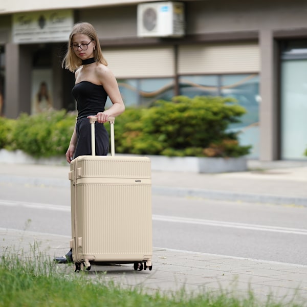 Erittäin suuri kova matkalaukku Solier Nokiro 32' XXL - beige