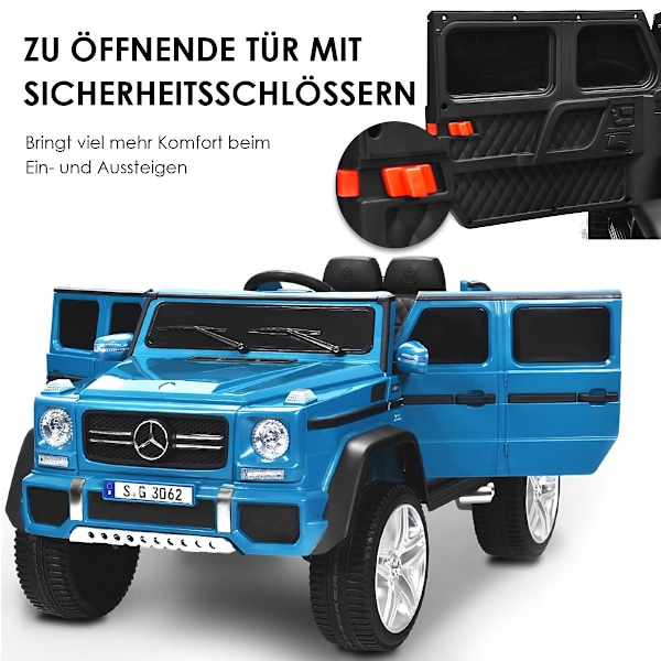 12 V Licenseret Mercedes-Benz Maybach Batteridrevet Jeep med affjedring 115 x 67 x 57 cm Blå