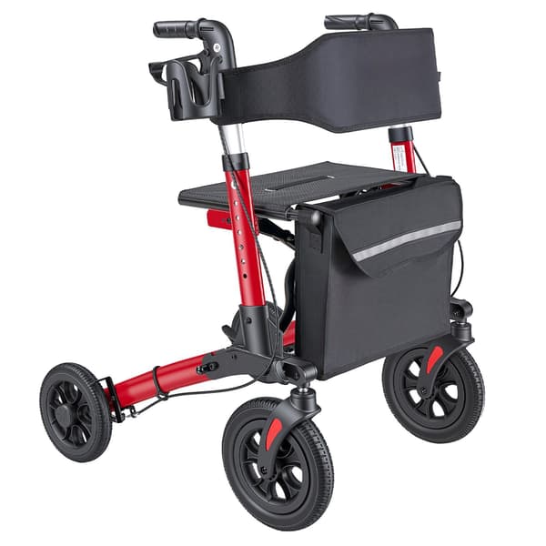 Rollator med sæde, 3-foldet aluminium, 136 kg