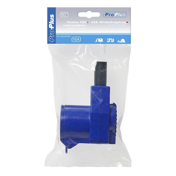 CEE vinklet stik + Schuko fatning