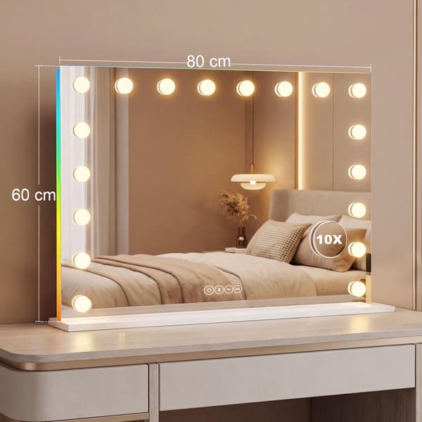 LED-sminkspegel med Bluetooth, RGB, 10x förstoring