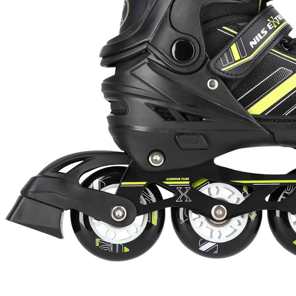 2-i-1 inline & skøjter, sort/lime, størrelse M (34-38)