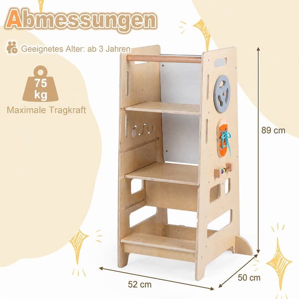 Ståtorn för småbarn, justerbar höjd, naturträ