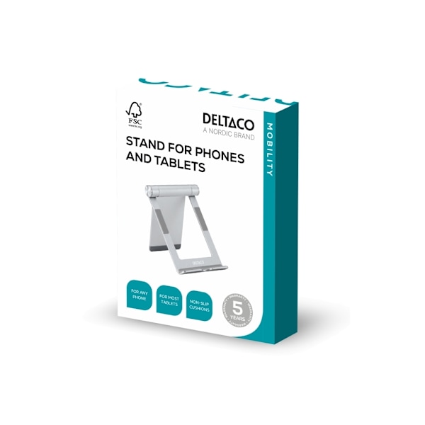 DELTACO ARM-0516 - Ställ för mobiltelefon, surfplatta - aluminum, adjustable, foldable, non-slip