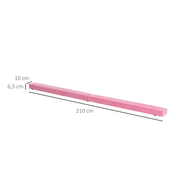 Balansbalk 210 cm Vikbar gymnastikbalk för inomhus & utomhus, Balansbalk upp till 120 kg, Rosa