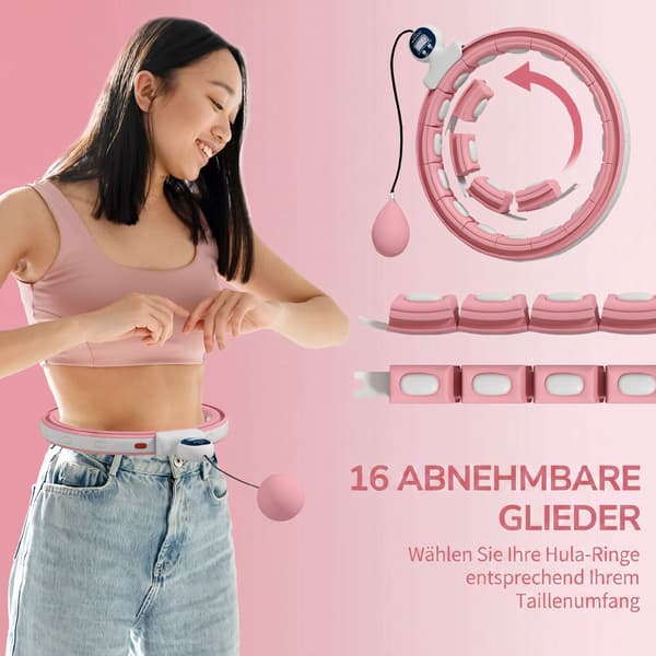 Smart hula hoop med viktad boll, 16 justerbara länkar