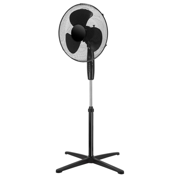 Gulvventilator, sort – 40W, 3 hastigheder, justerbar højde