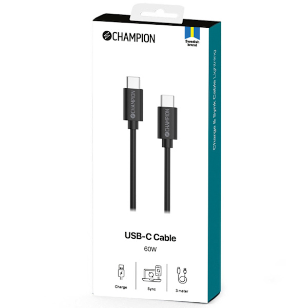 USB-C-kaapeli 60W 3m musta