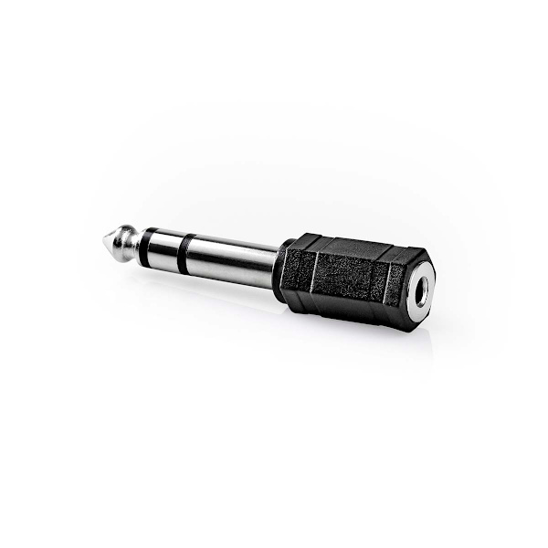 Stereo Audio Adapter | 6.35 mm Hanstik | 3.5 mm Hunstik | Nikkelplateret | Lige | ABS | Sort | 1 stk. | Box