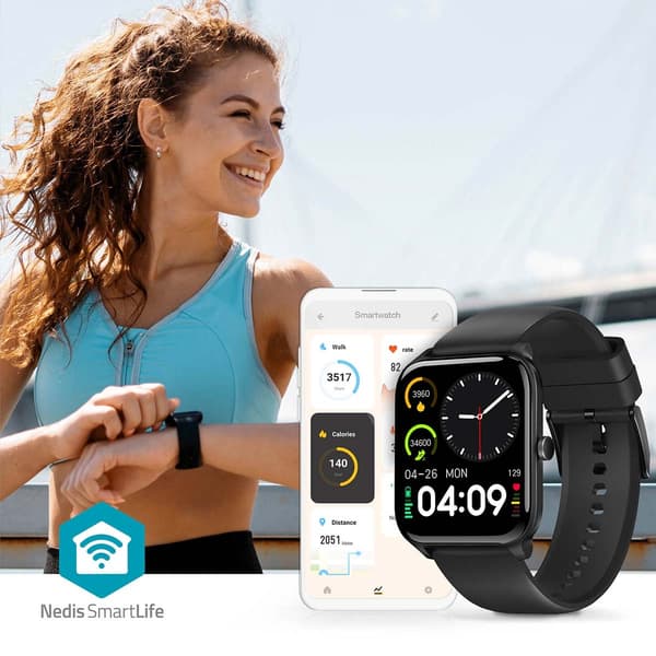 SmartLife Watch | 1,69" | LCD | IP68 | Maksimal driftstid: 240 timer | Android™ / IOS | Sort