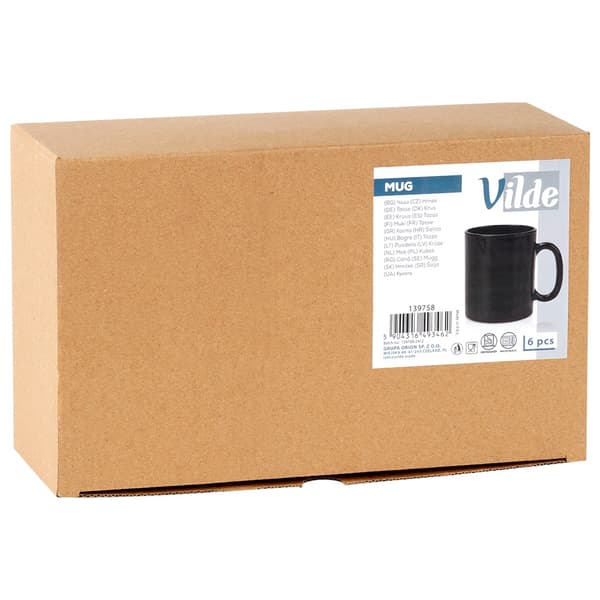 Mustat lasimukit, 300 ml, 6 kpl setti