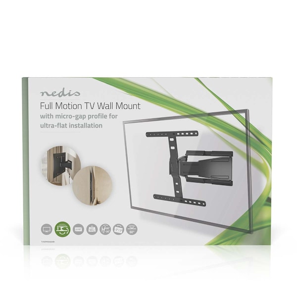 Full Motion TV Väggfäste | 43 - 90 " | Maximal stödd skärmvikt: 50 kg | Tiltbar | Vridbar | Minsta väggavstånd: 19,6 mm | 2 vridpunkter | ABS / metall