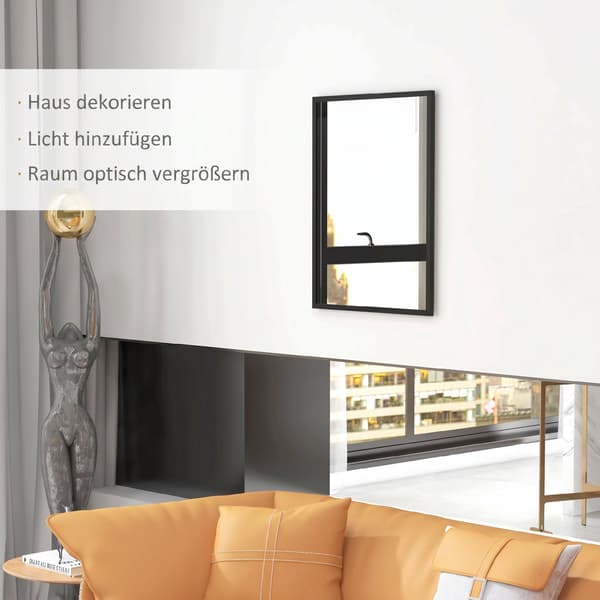 Rektangulär väggspegel, 60x80 cm, svart MDF-ram
