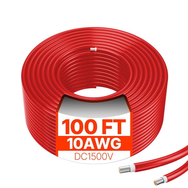 Förlängningskabel för solpanel, 10AWG, 100 fot, röd