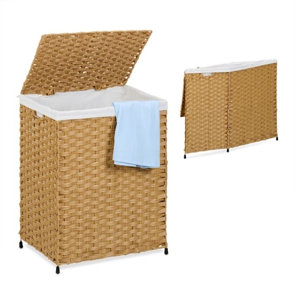 Vasketøjskurv i rattan look 90 l