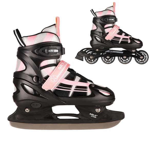2-i-1 Pink-White Inline & skøjter, størrelse M (35-38)