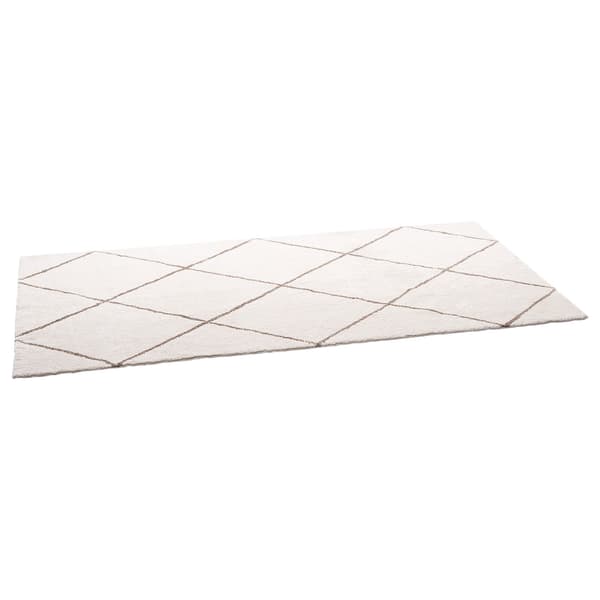 Beige plyschmatta 1,8x2,7 m – halkfri, fäller inte