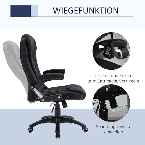 Kontorstol Højdejusterbar Skrivebordsstol Ergonomisk Skum Pp Plast Hørlignende Polyester Sort 65 X 72 X 100-120 Cm