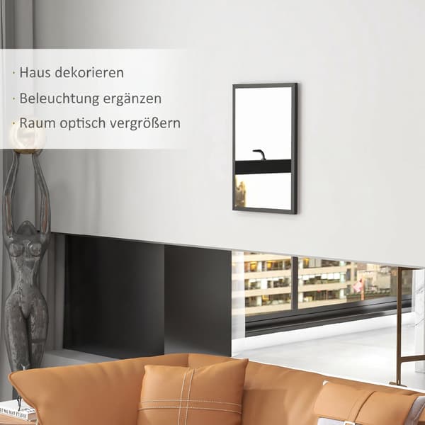 Dekorativt vægspejl, 40 x 60 cm, sort MDF-ramme