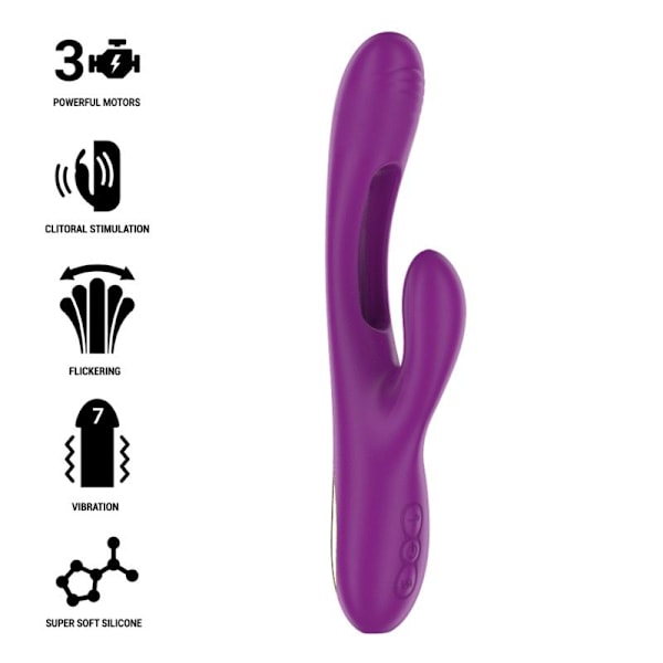 Intense - Apolo genopladelig multifunktionsvibrator 7 vibrationer med svingende bevægelse Lilla