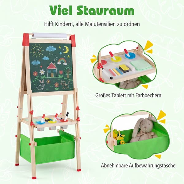 Justerbart børnestaffeli med magnetisk tavle og whiteboard