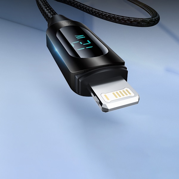 iPhone USB-A - Lightning-kaapeli LED-näytöllä 2,4A 2m musta