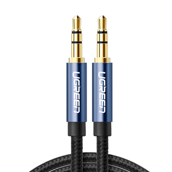 AUX-äänikaapeli, suora minijack-pistoke, 3,5 mm, 2 m, sininen