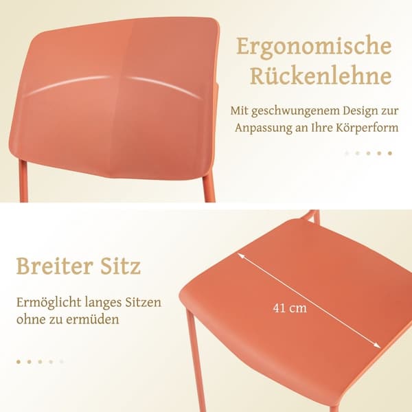 Stabelbare spisestole sæt med 4 – Ergonomisk, holdbar PP