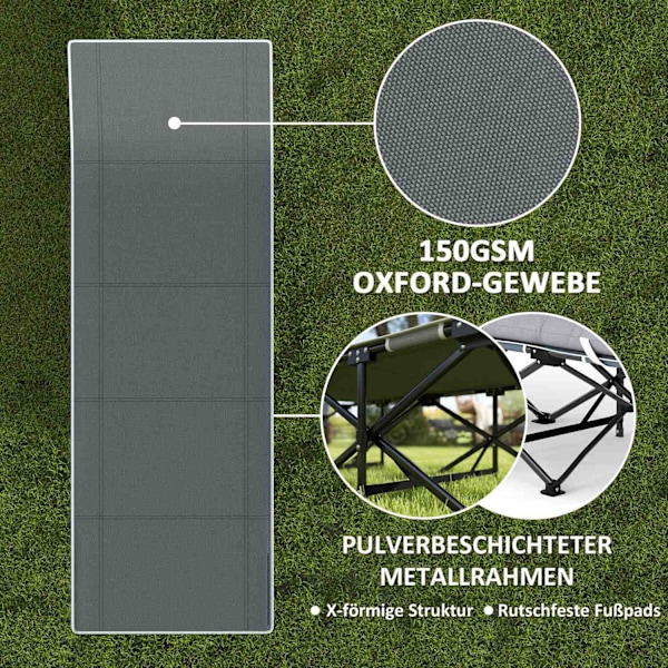 Feltseng sammenklappelig campingseng med madraspude sidelomme 190 x 65 x 37 cm camping liggestol til voksne gæsteseng op til 150 kg klapseng til udend