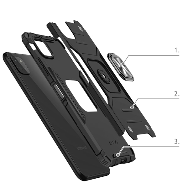 Armored case cover + magnetisk hållare för Samsung Galaxy A22 4G Ring Armor blå