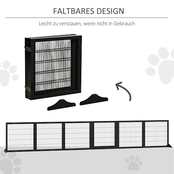 Dörr Säkerhet Grind Barriär För Hundar Skyddsport Hund Gate Säkerhetsdörr Dubbelriktad Vikbar Furu Metall Svart 432X36X70Cm