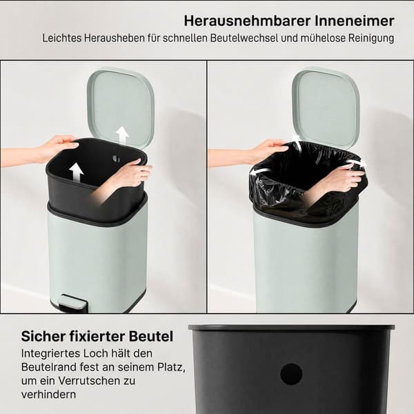 30L metallkökssoptunna, mjukstängande lock, grön