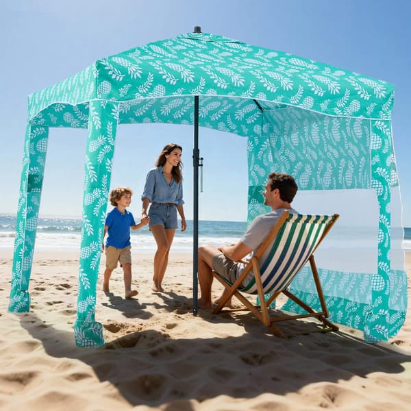 Strandtält Cabana 1,8x1,8m, UPF 50+, sidovägg, sandfickor